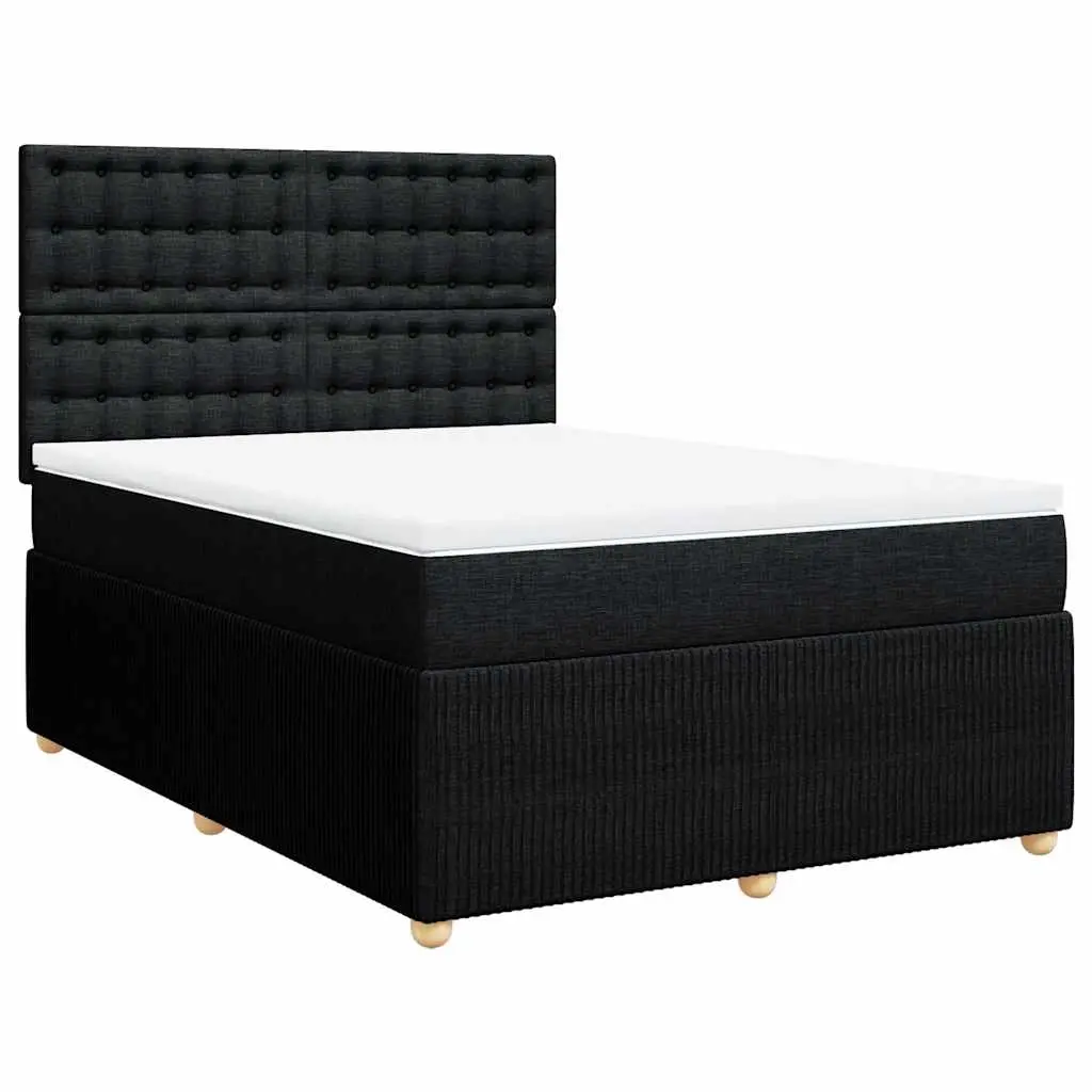 Box Spring Bed with Mattress Black Double Fabric 3292567 - Furniture