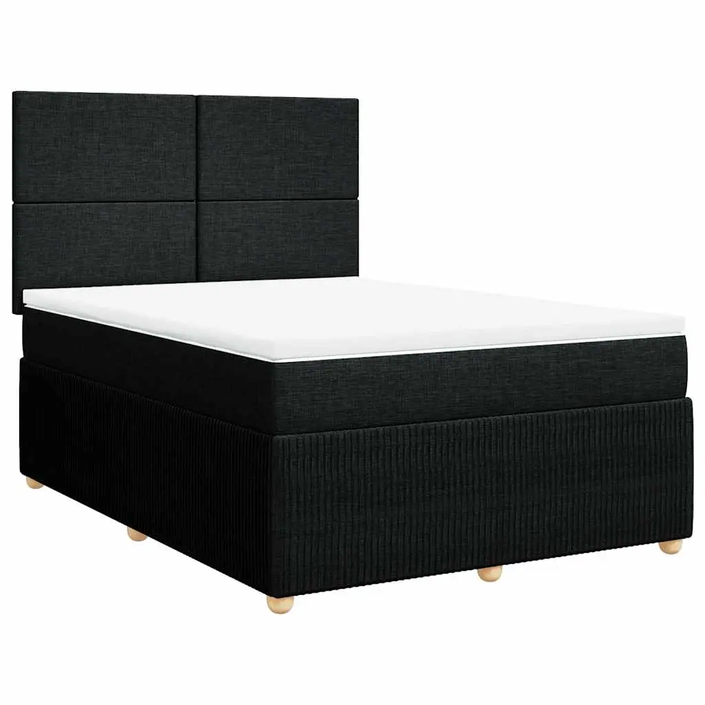 Box Spring Bed with Mattress Black Queen Fabric 3292569 - Furniture