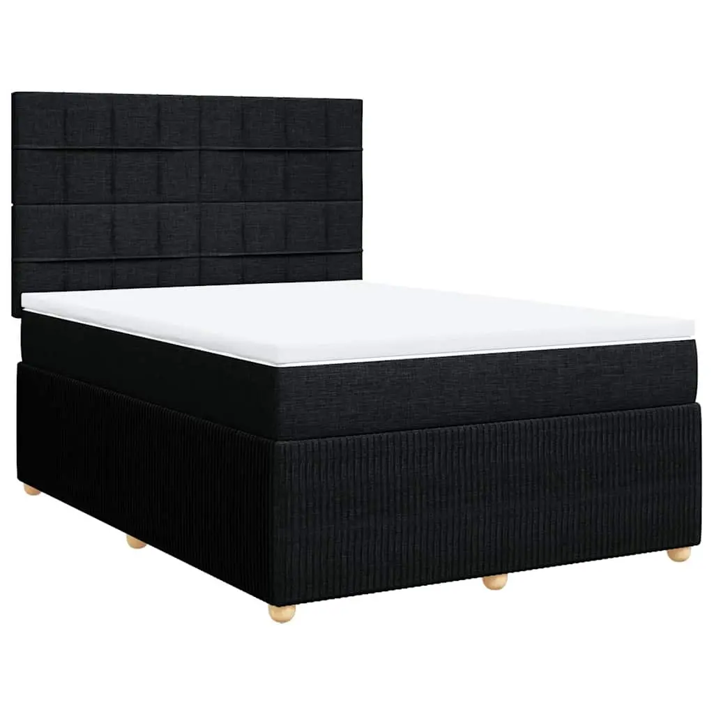Box Spring Bed with Mattress Black Queen Fabric 3292571 - Furniture