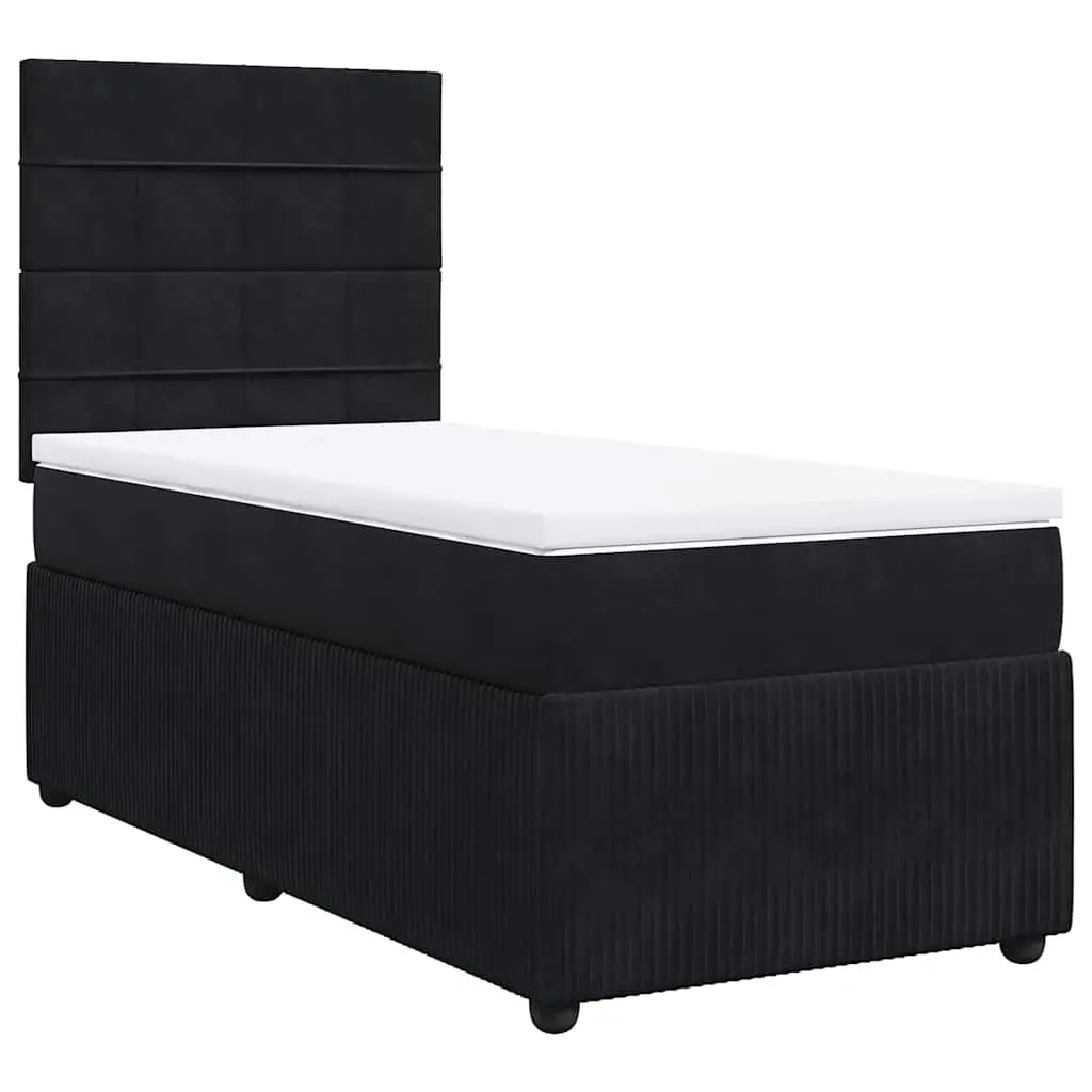 Box Spring Bed with Mattress Black King Single Velvet 3292587 - Furniture