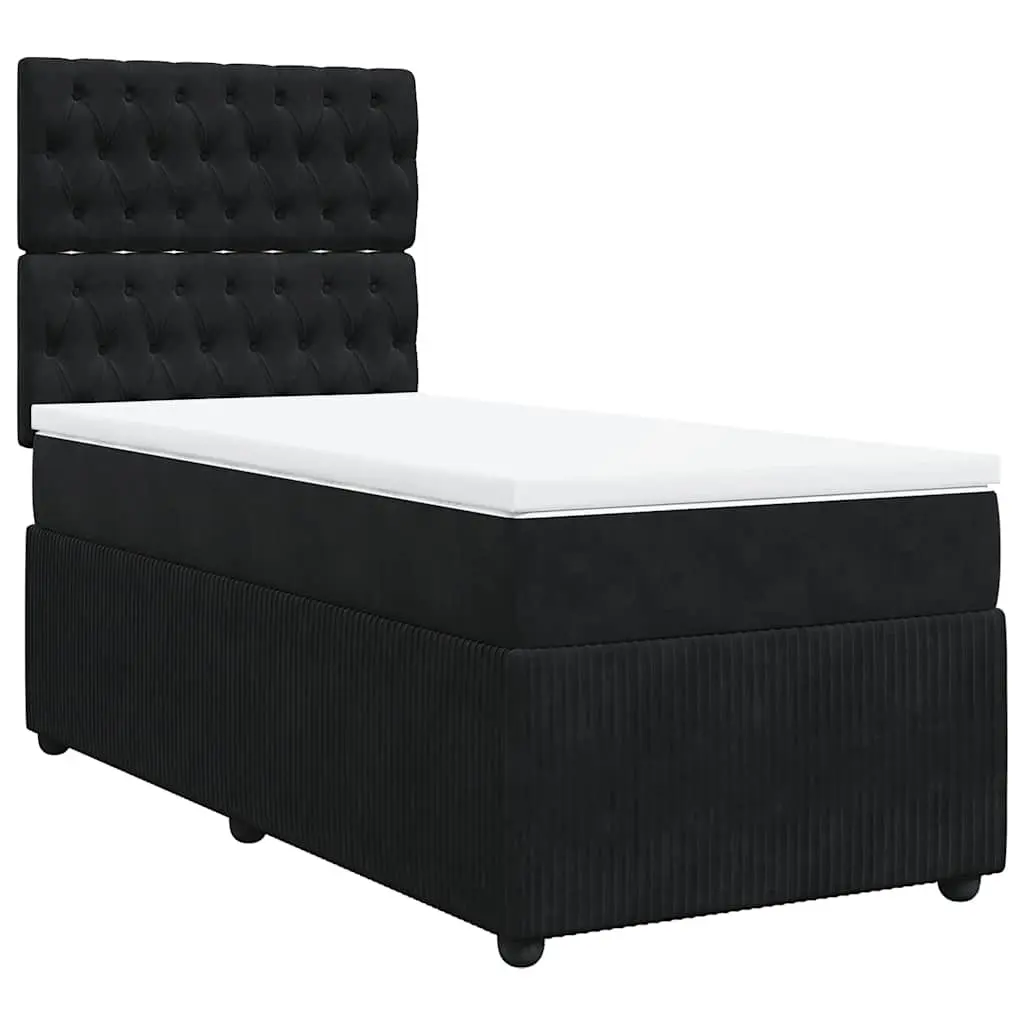 Box Spring Bed with Mattress Black King Single Velvet 3292589 - Furniture