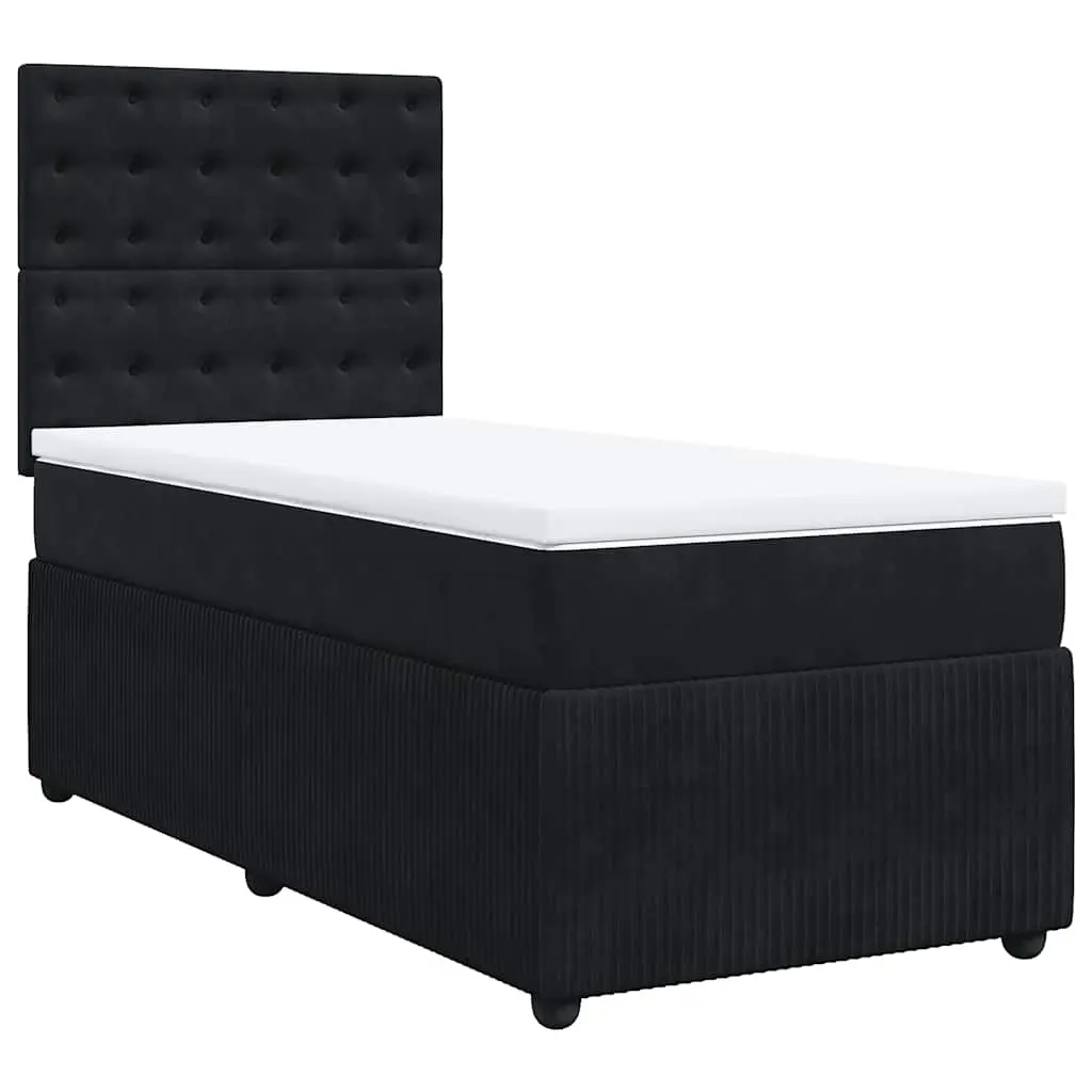 Box Spring Bed with Mattress Black King Single Velvet 3292591 - Furniture