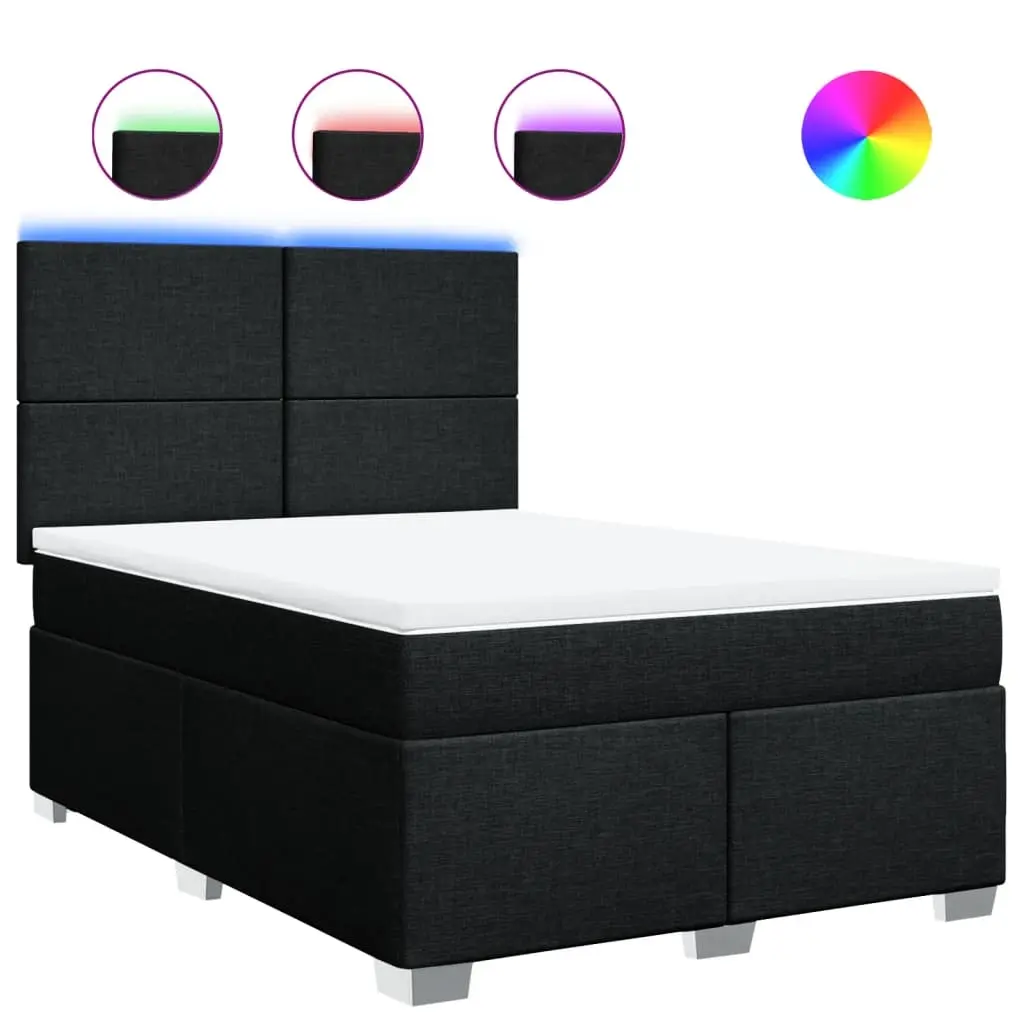 Box Spring Bed with Mattress Black Queen Fabric 3292989 - Furniture