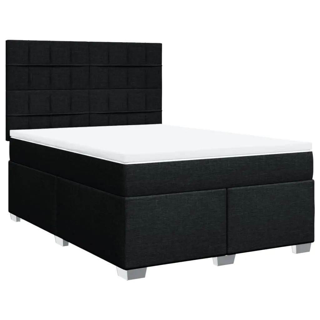 Box Spring Bed with Mattress Black Queen Fabric 3292991 - Furniture