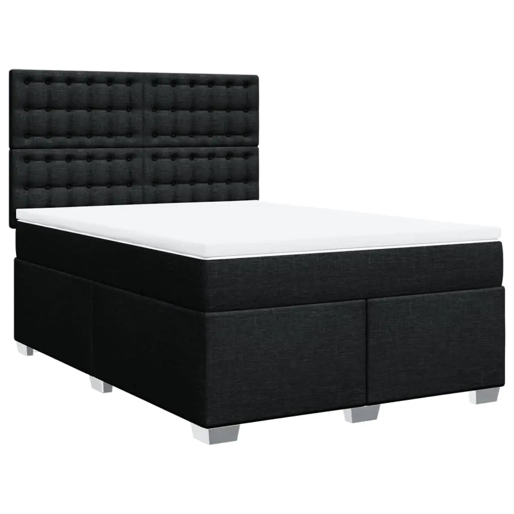 Box Spring Bed with Mattress Black Queen Fabric 3292995 - Furniture