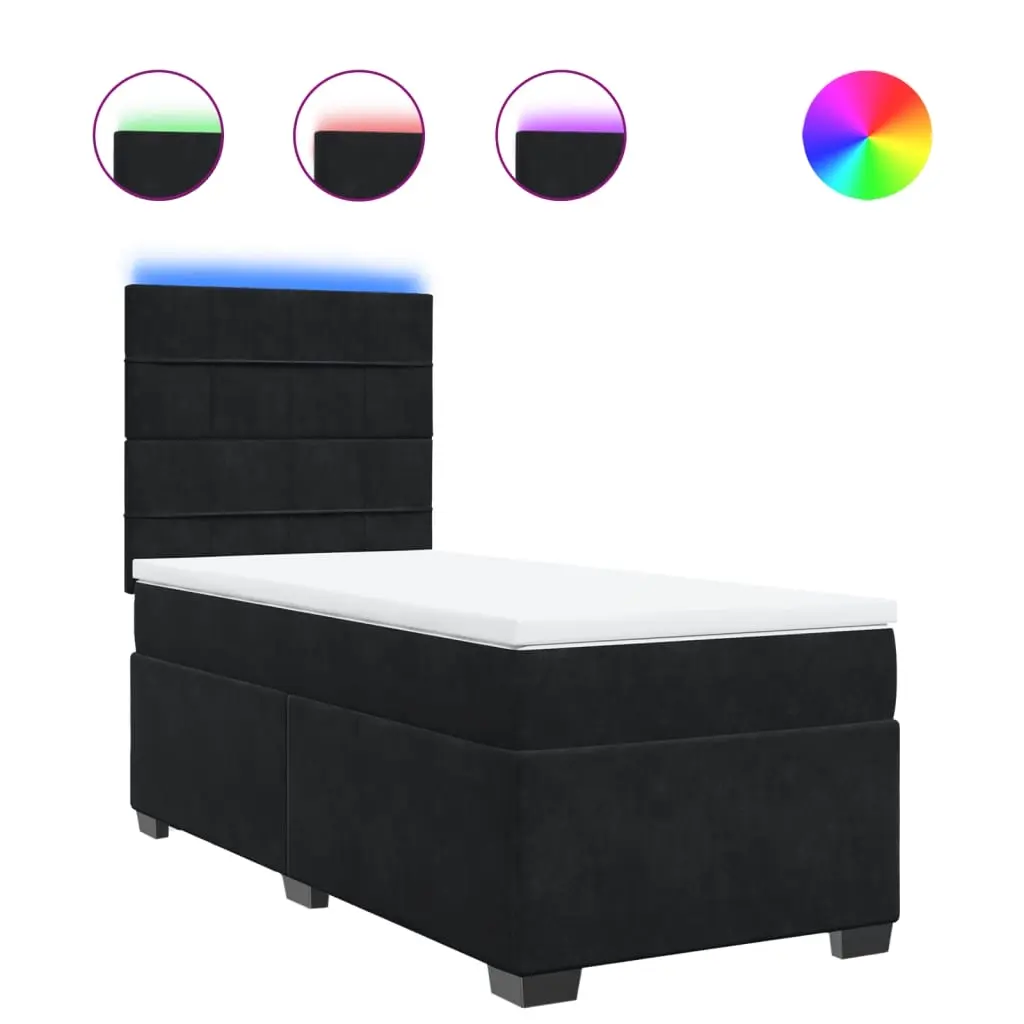 Box Spring Bed with Mattress Black King Single Velvet 3293379 - Furniture