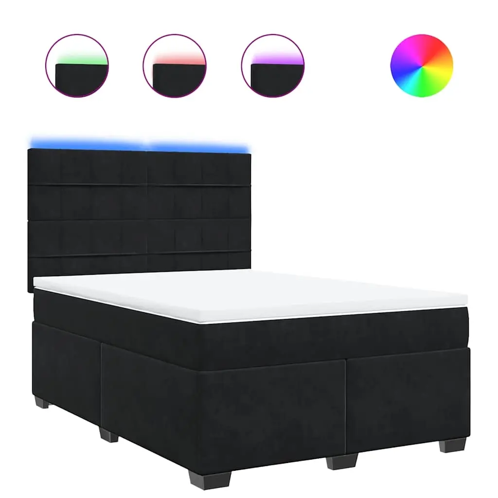 Box Spring Bed with Mattress Black Queen Velvet 3293395 - Furniture