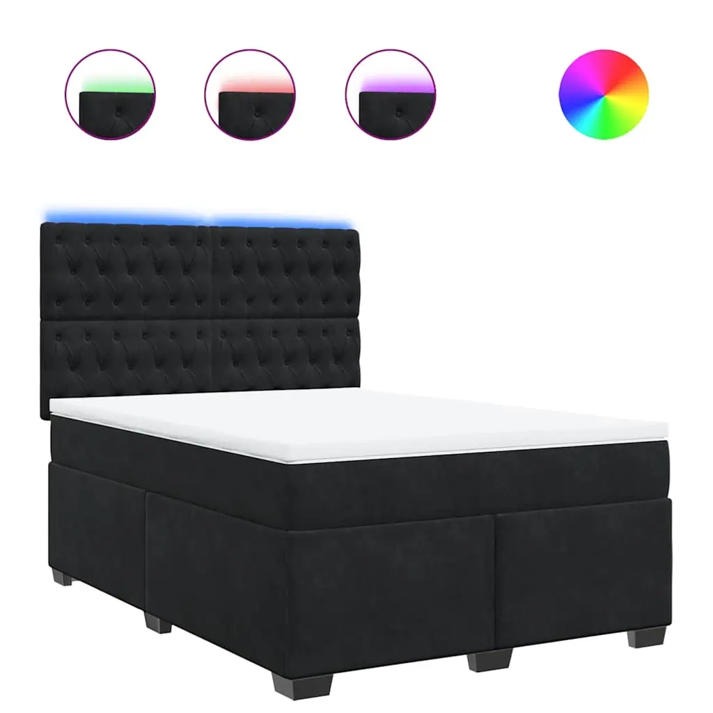 Box Spring Bed with Mattress Black Queen Velvet 3293397 - Furniture