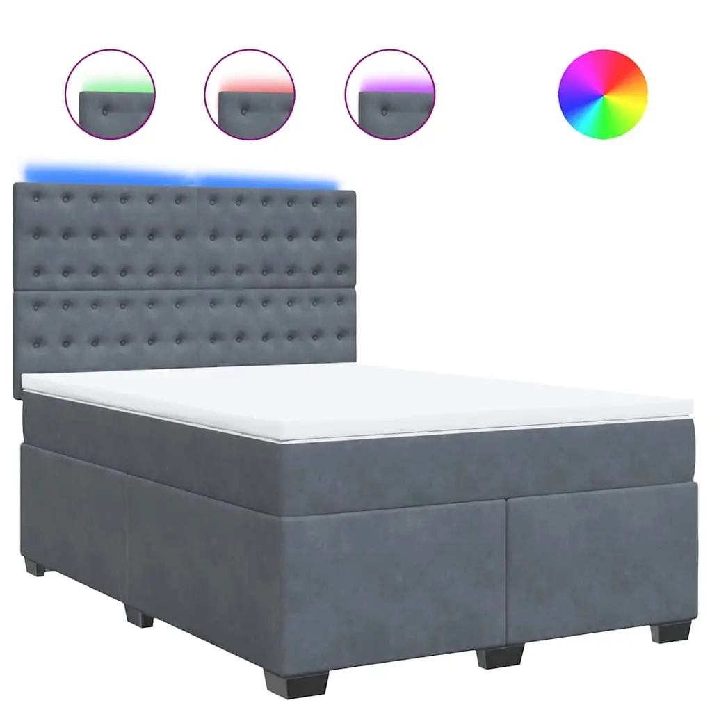 Box Spring Bed with Mattress Dark Grey Queen Velvet 3293398 - Furniture