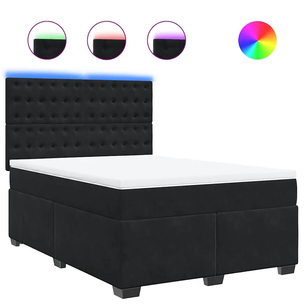 Box Spring Bed with Mattress Black Queen Velvet 3293399 - Furniture