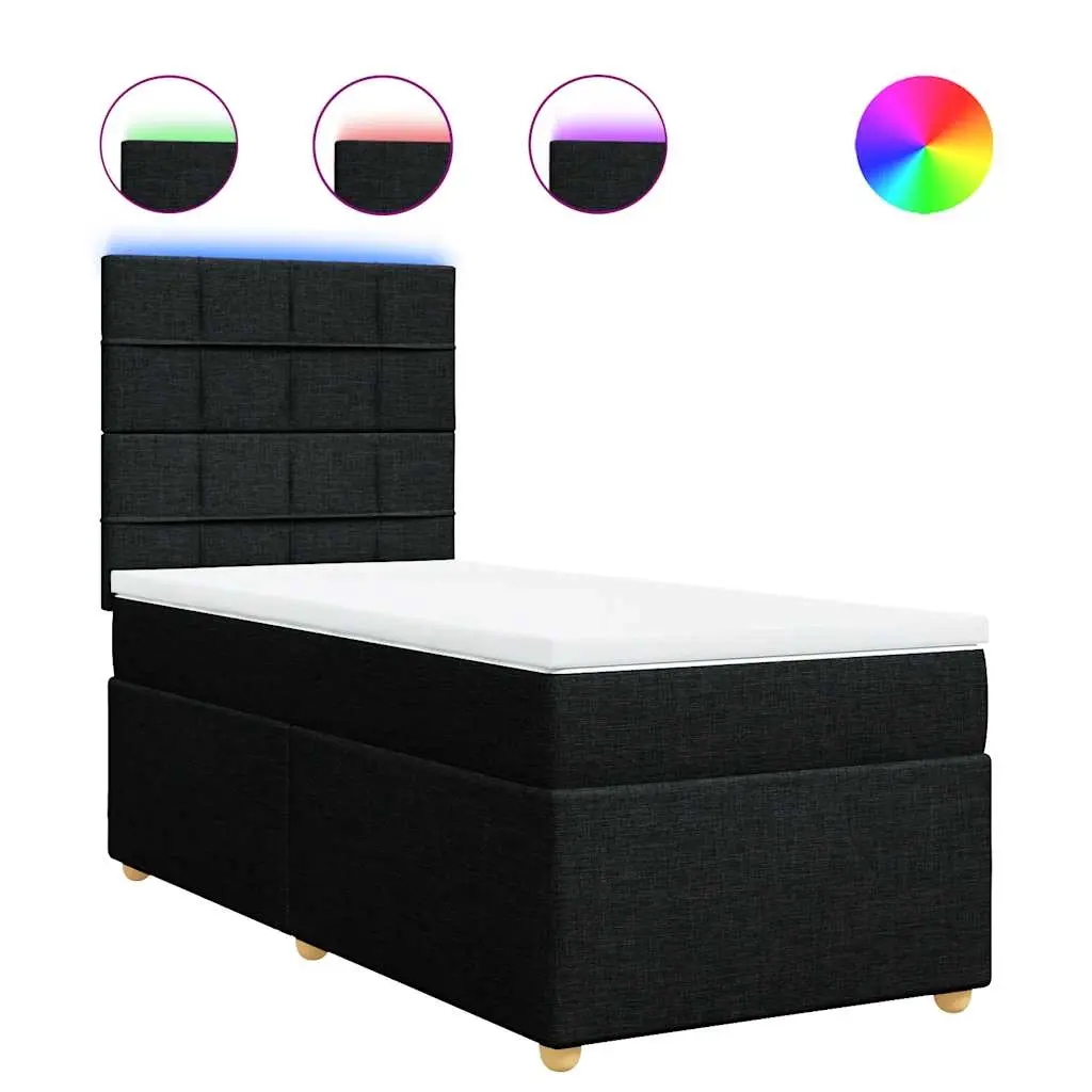 Box Spring Bed with Mattress Black King Single Fabric 3293767 - Furniture