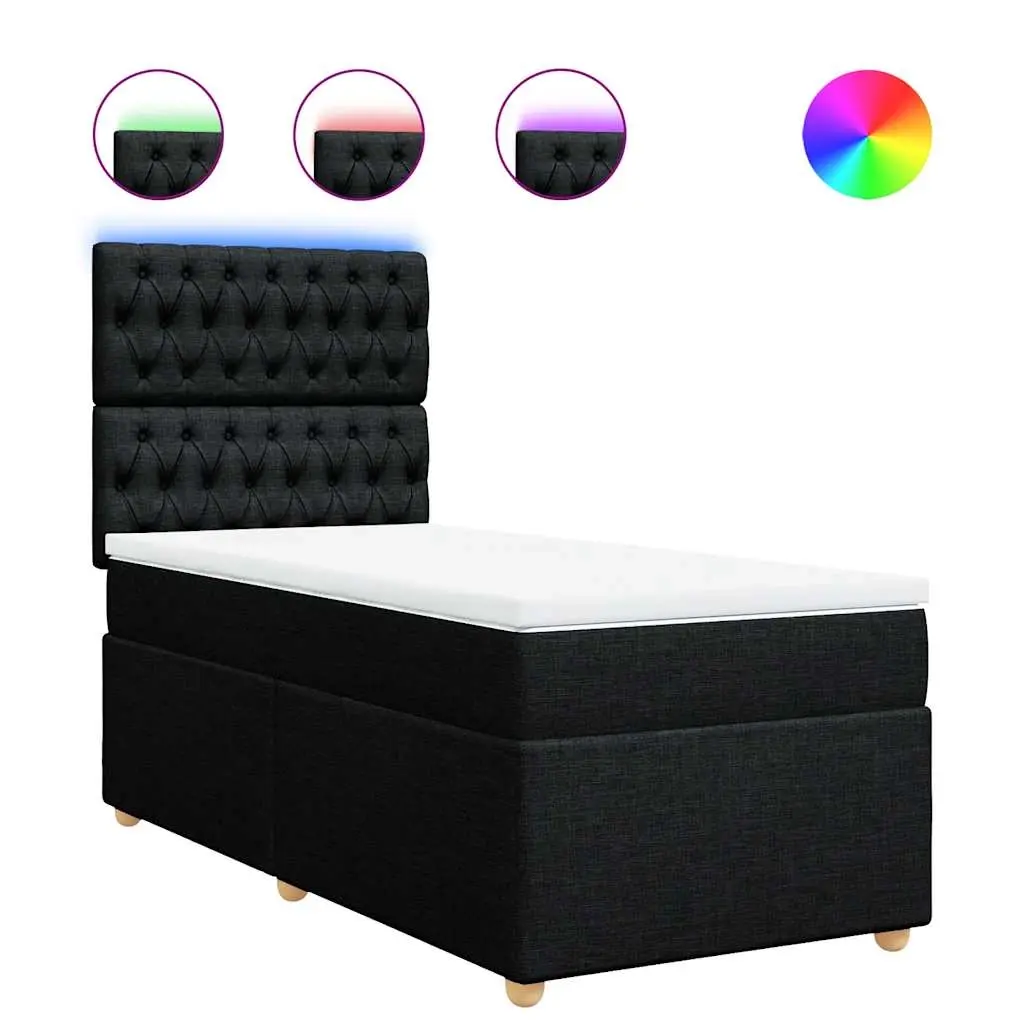 Box Spring Bed with Mattress Black King Single Fabric 3293769 - Furniture
