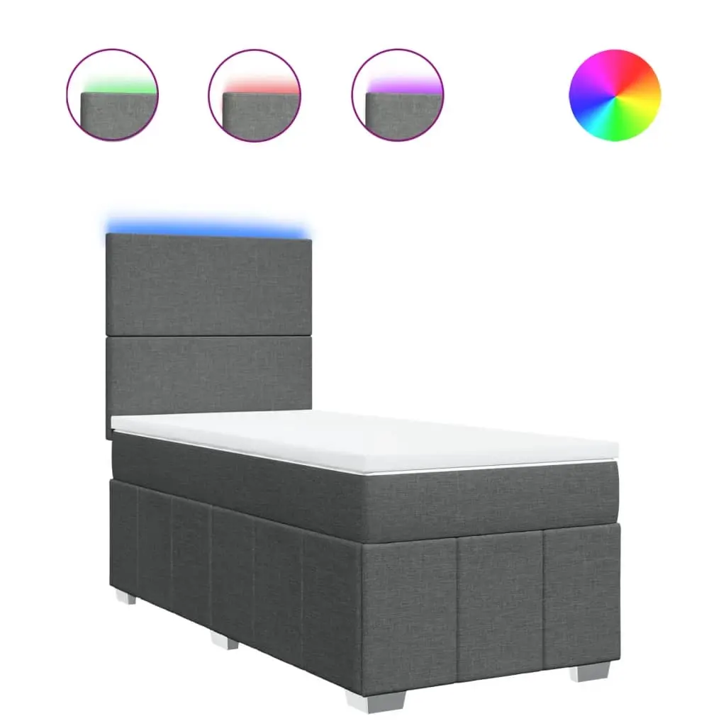 Box Spring Bed with Mattress Dark Grey King Single Fabric 3294152 - Furniture
