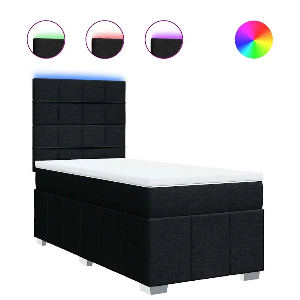 Box Spring Bed with Mattress Black King Single Fabric 3294155 - Furniture
