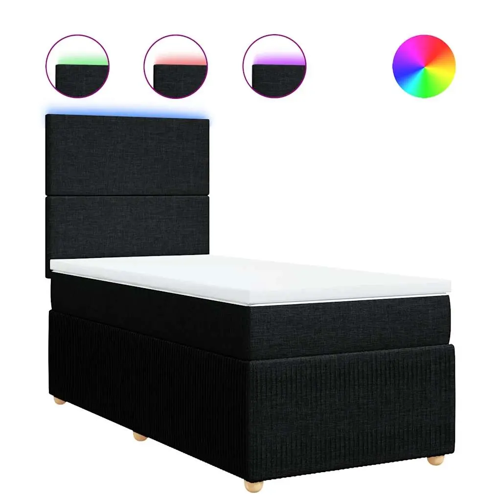 Box Spring Bed with Mattress Black King Single Fabric 3294853 - Furniture
