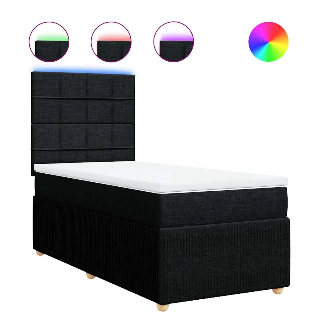 Box Spring Bed with Mattress Black King Single Fabric 3294855 - Furniture