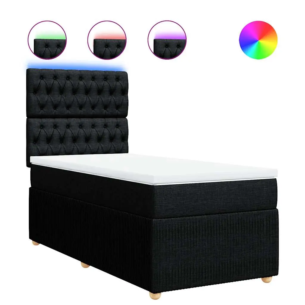 Box Spring Bed with Mattress Black King Single Fabric 3294857 - Furniture