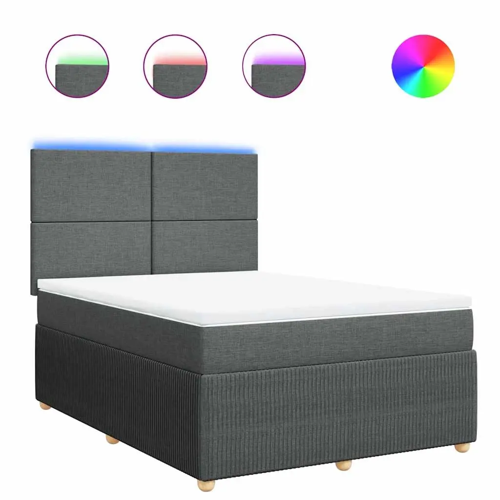 Box Spring Bed with Mattress Dark Grey Queen Fabric 3294868 - Furniture