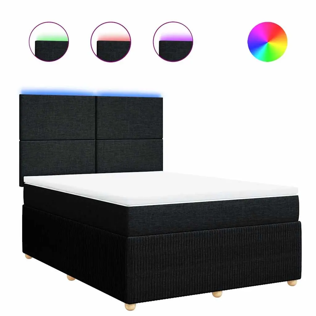 Box Spring Bed with Mattress Black Queen Fabric 3294869 - Furniture