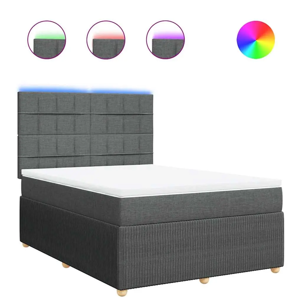 Box Spring Bed with Mattress Dark Grey Queen Fabric 3294870 - Furniture