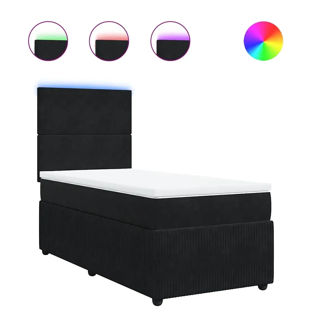 Box Spring Bed with Mattress Black King Single Velvet 3294885 - Furniture