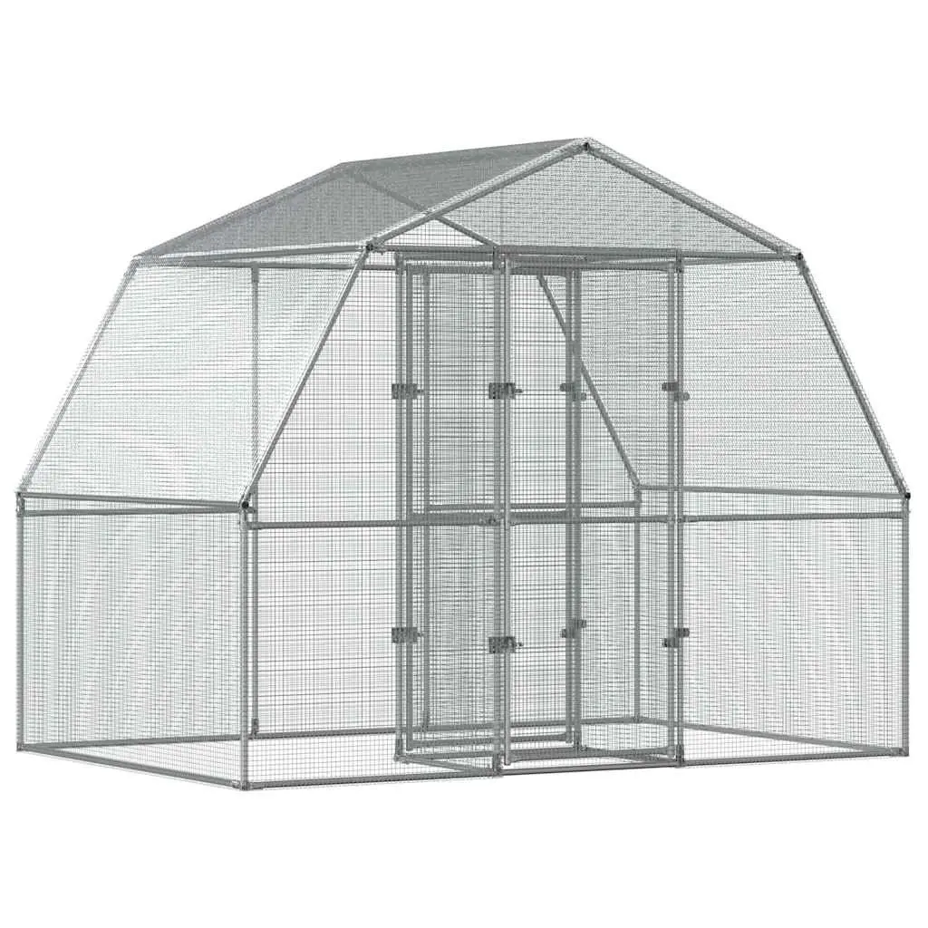 Bird Cage with Door Silver Galvanised Steel 3294912 - Pets