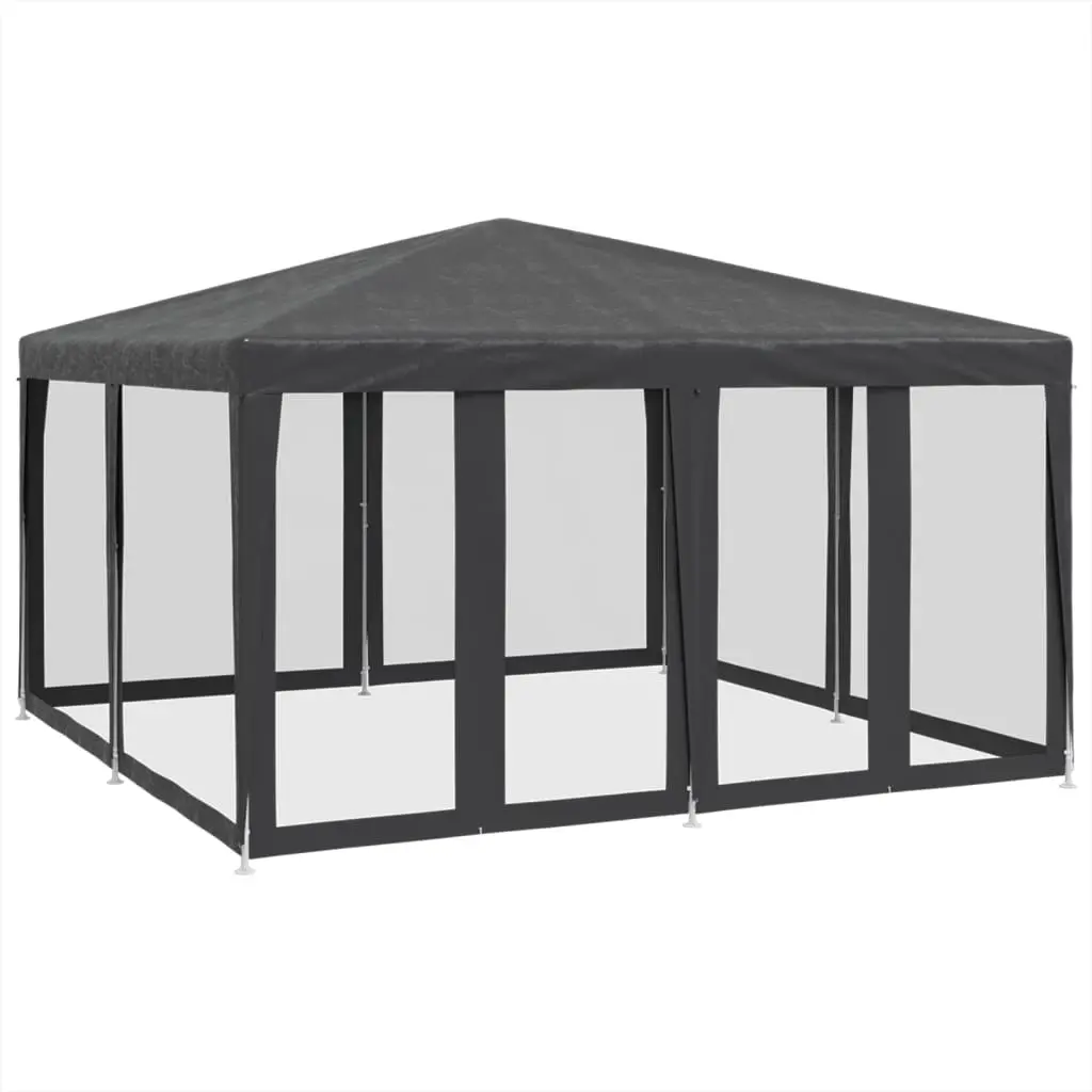 Party Tent with 8 Mesh Sidewalls Anthracite 4x4 m HDPE 4010064 - Home & Garden
