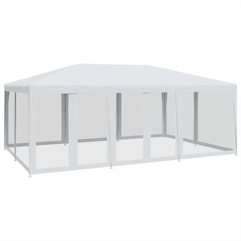 Party Tent with 10 Mesh Sidewalls White 6x4 m HDPE 4010066 - Home & Garden