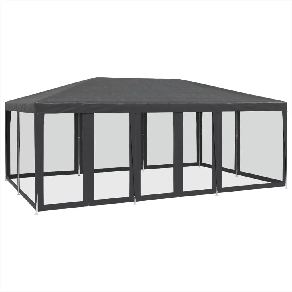Party Tent with 10 Mesh Sidewalls Anthracite 6x4 m HDPE 4010069 - Home & Garden