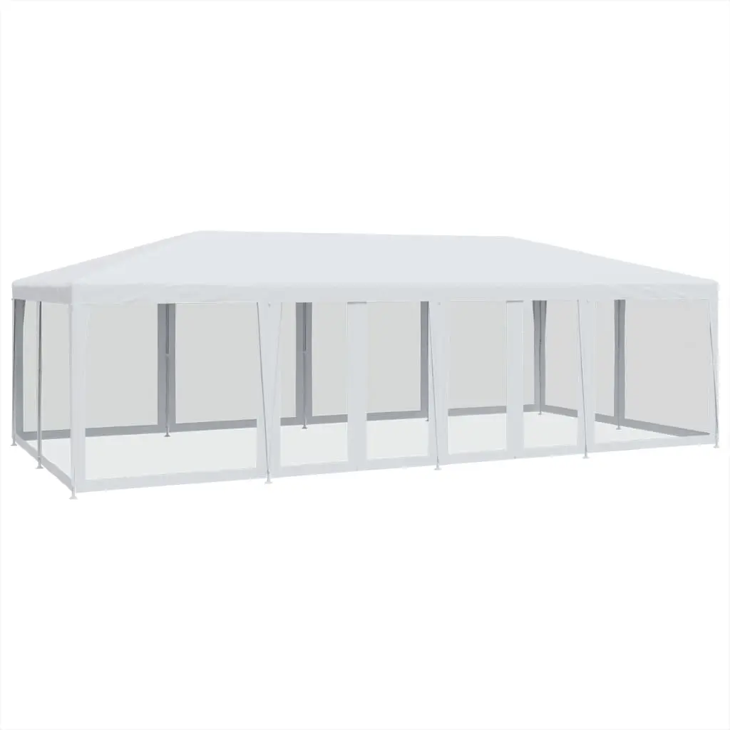 Party Tent with 12 Mesh Sidewalls White 8x4 m HDPE 4010071 - Home & Garden