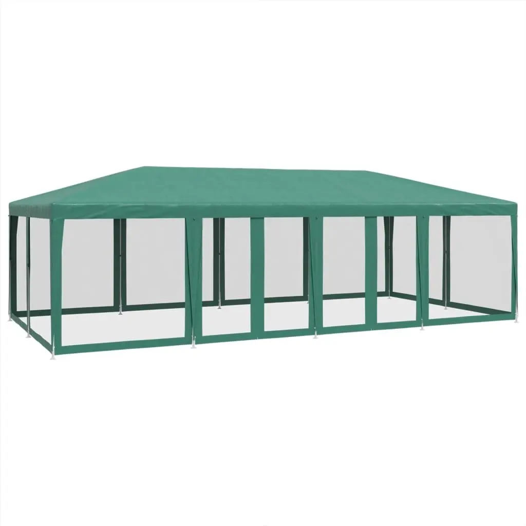Party Tent with 12 Mesh Sidewalls Green 8x4 m HDPE 4010073 - Home & Garden