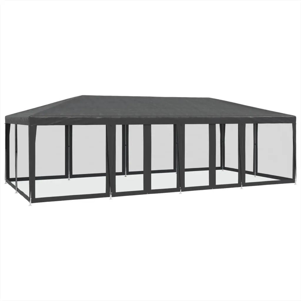 Party Tent with 12 Mesh Sidewalls Anthracite 8x4 m HDPE 4010074 - Home & Garden