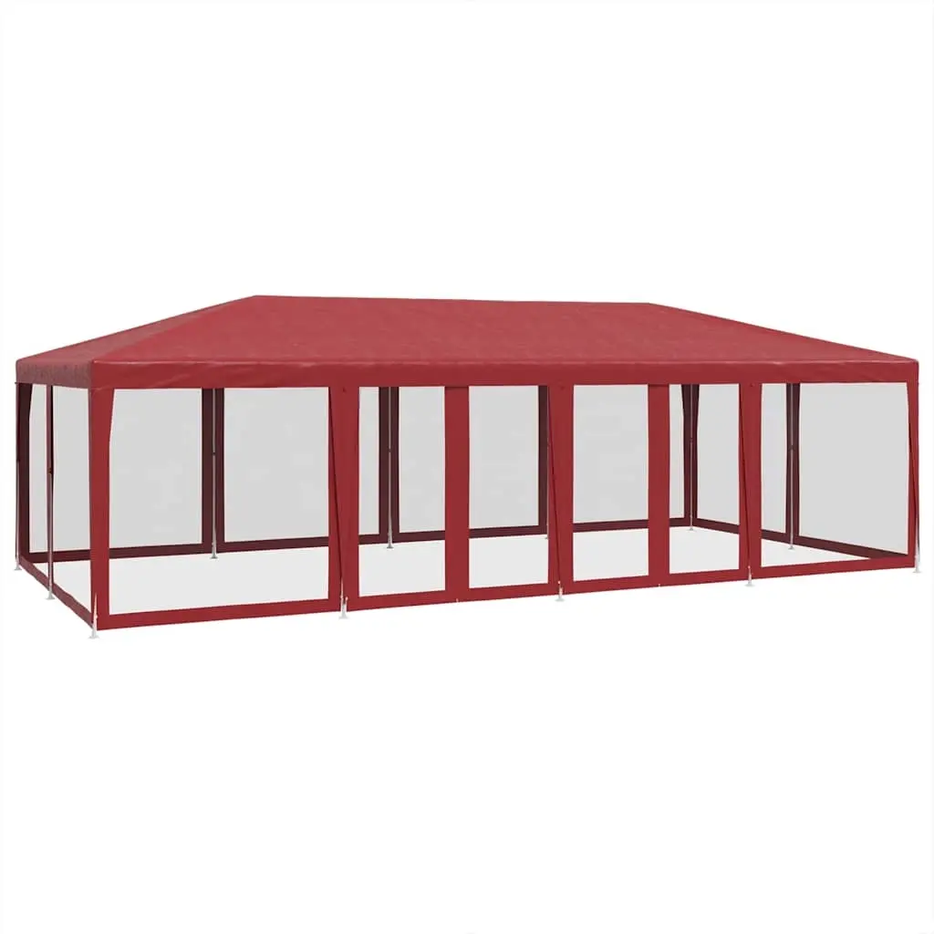 Party Tent with 12 Mesh Sidewalls Red 8x4 m HDPE 4010075 - Home & Garden
