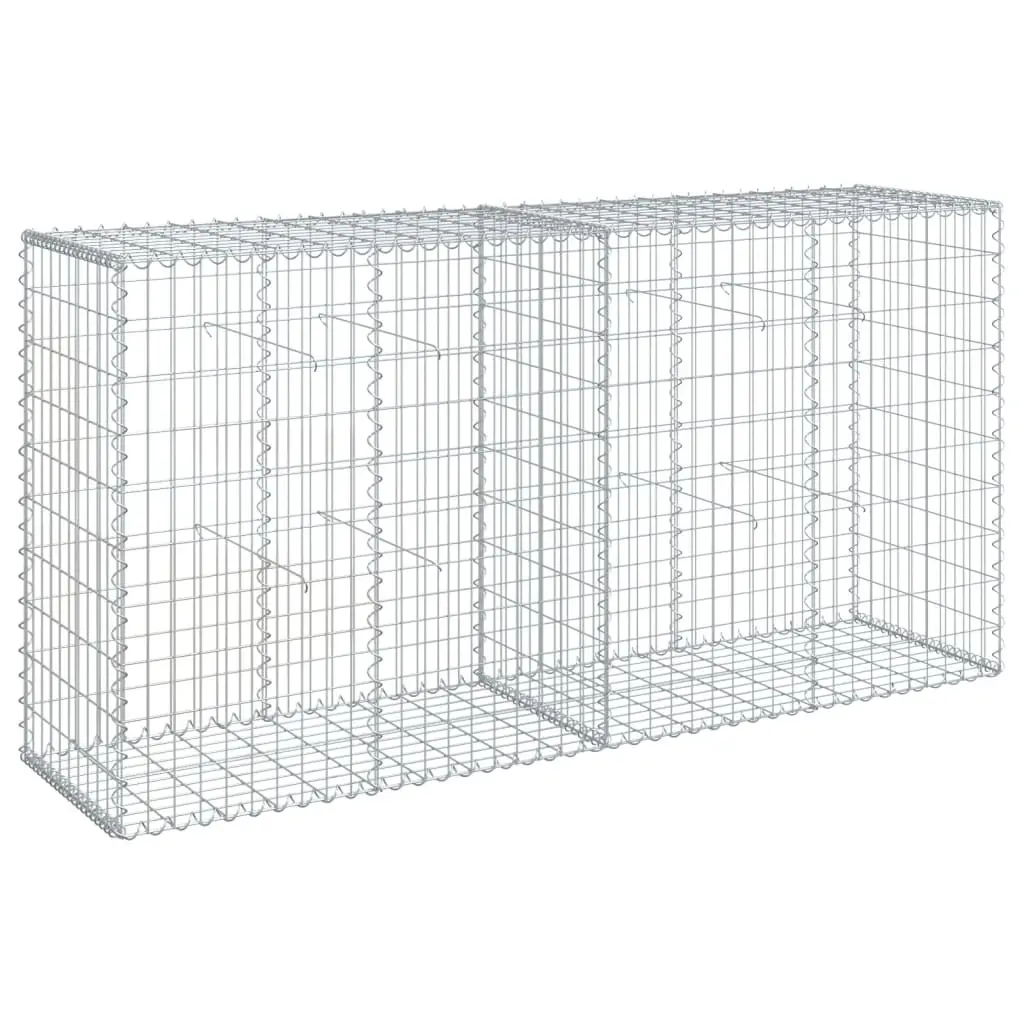 Gabion Basket with Cover 200x50x100 cm Galvanised Iron 3295143 - Home & Garden