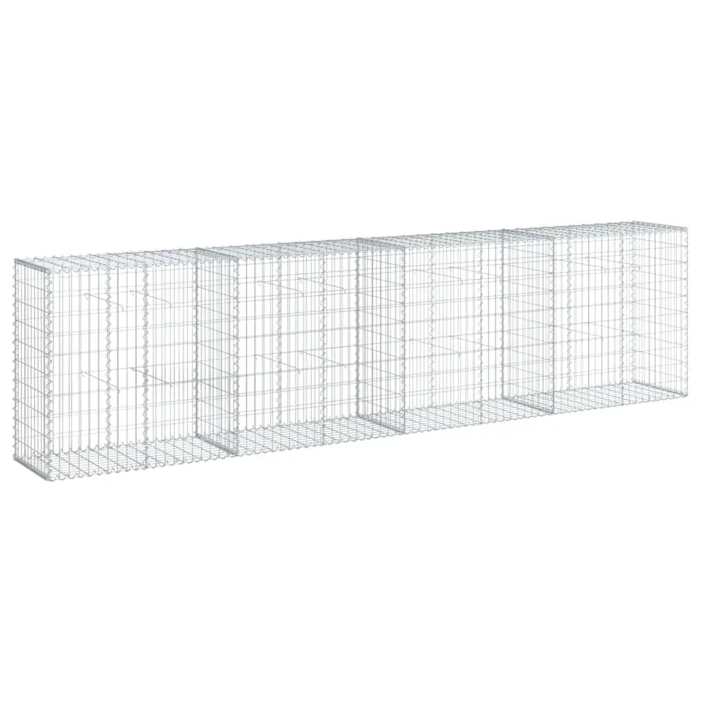 Gabion Basket with Cover 400x50x100 cm Galvanised Iron 3295145 - Home & Garden
