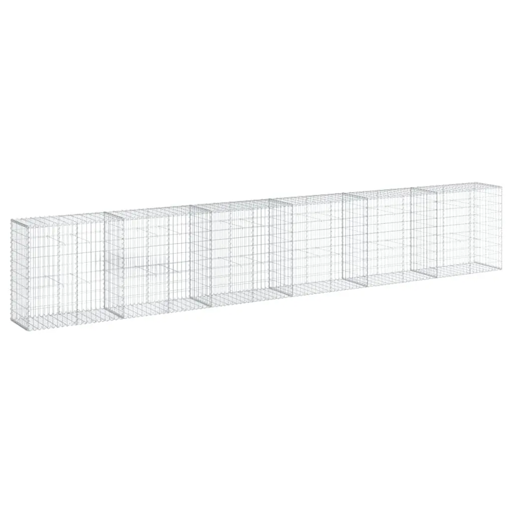 Gabion Basket with Cover 600x50x100 cm Galvanised Iron 3295147 - Home & Garden