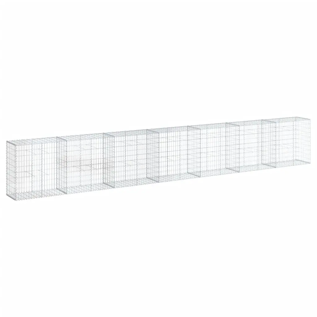 Gabion Basket with Cover 700x50x100 cm Galvanised Iron 3295148 - Home & Garden