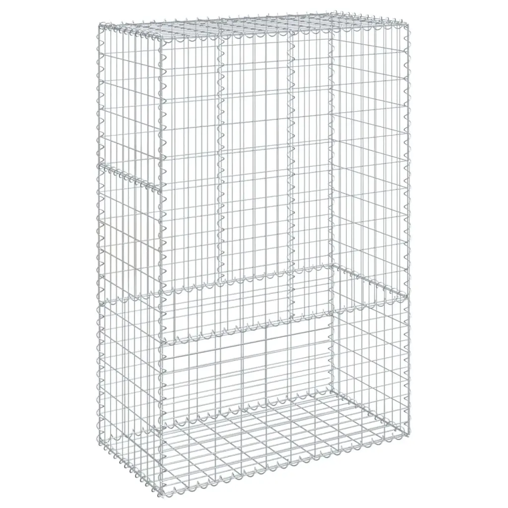 Gabion Basket with Cover 100x50x150 cm Galvanised Iron 3295154 - Home & Garden