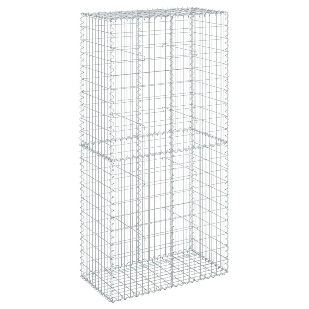 Gabion Basket with Cover 100x50x200 cm Galvanised Iron 3295166 - Home & Garden