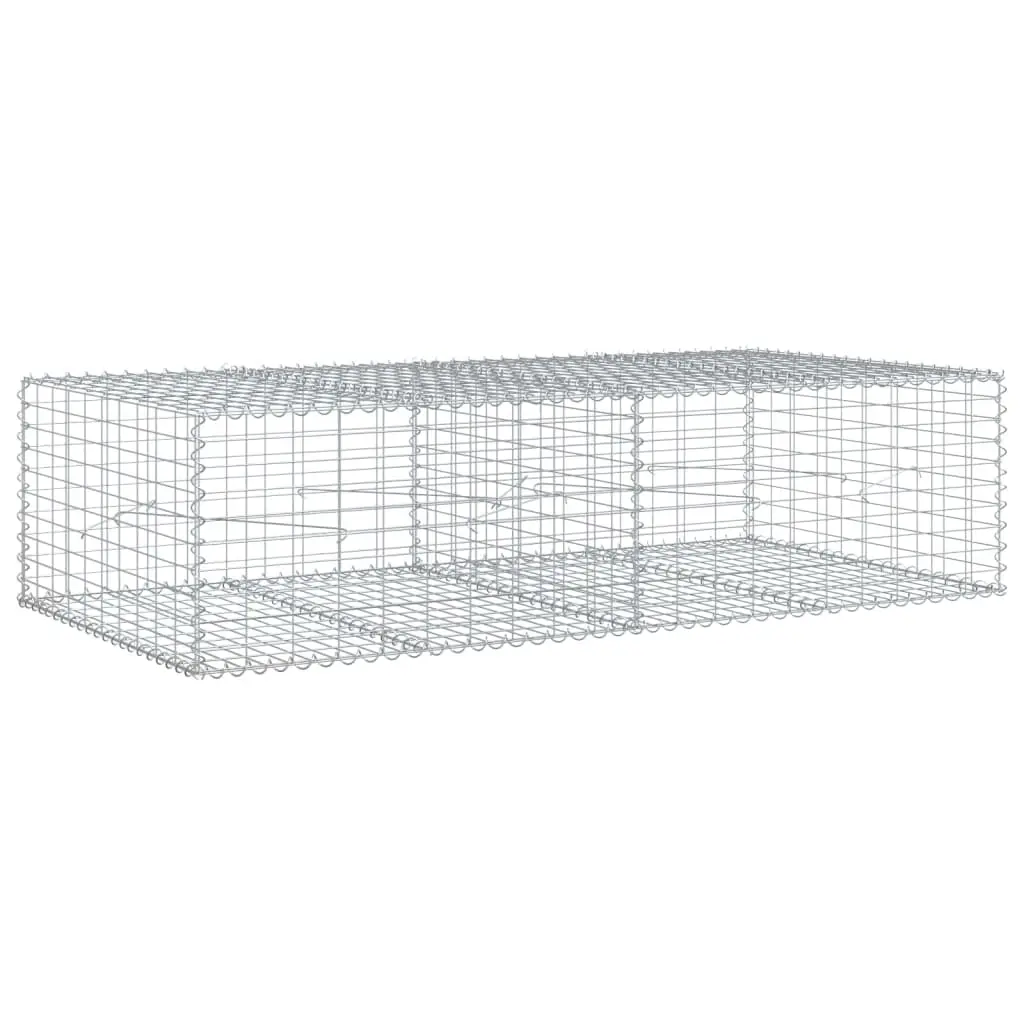 Gabion Basket with Cover 200x100x50 cm Galvanised Iron 3295179 - Home & Garden