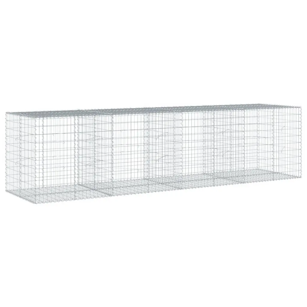 Gabion Basket with Cover 400x100x100 cm Galvanised Iron 3295196 - Home & Garden
