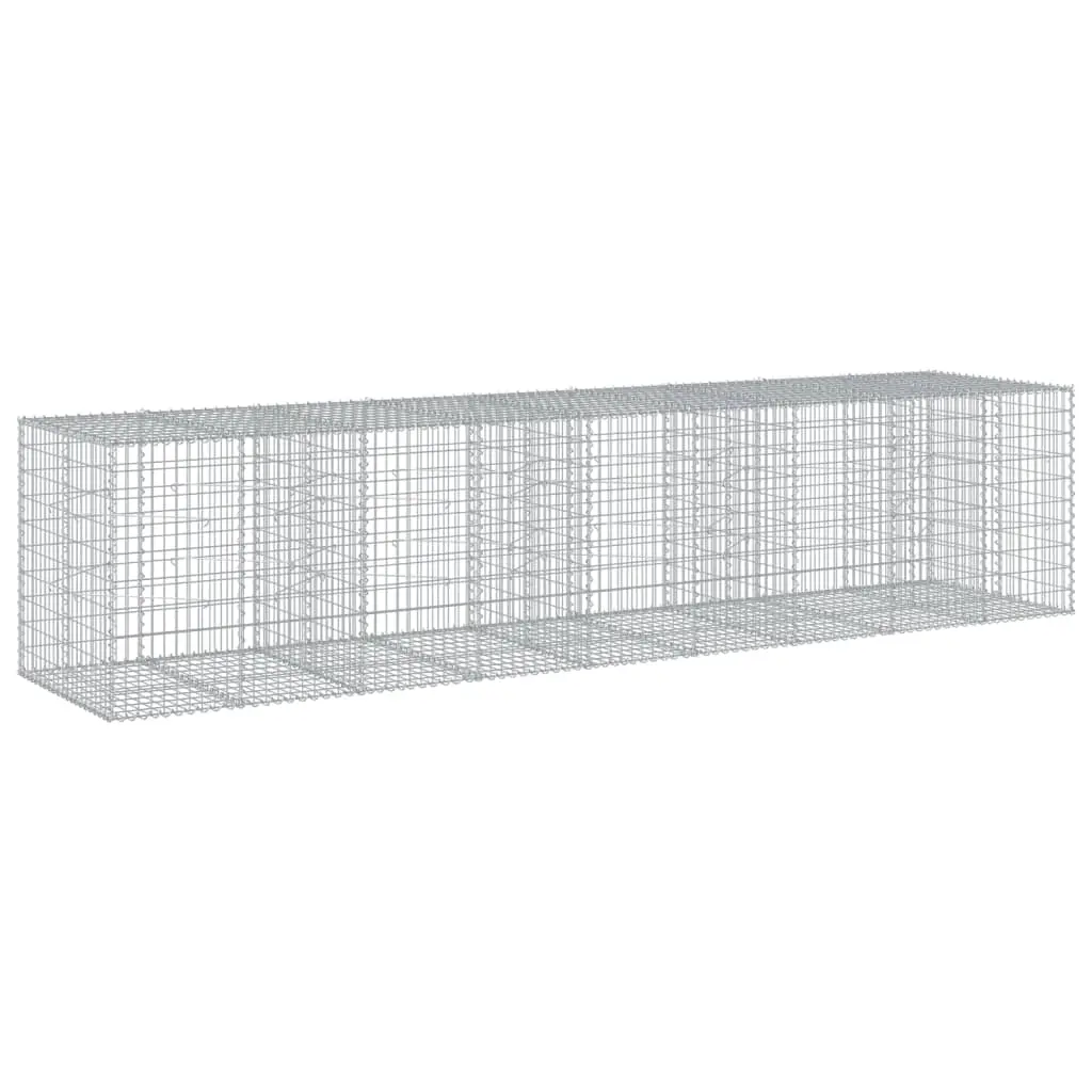 Gabion Basket with Cover 450x100x100 cm Galvanised Iron 3295197 - Home & Garden