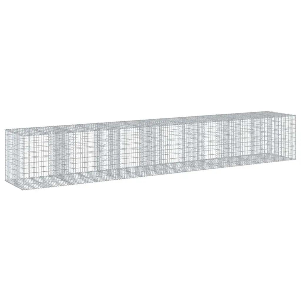 Gabion Basket with Cover 650x100x100 cm Galvanised Iron 3295201 - Home & Garden