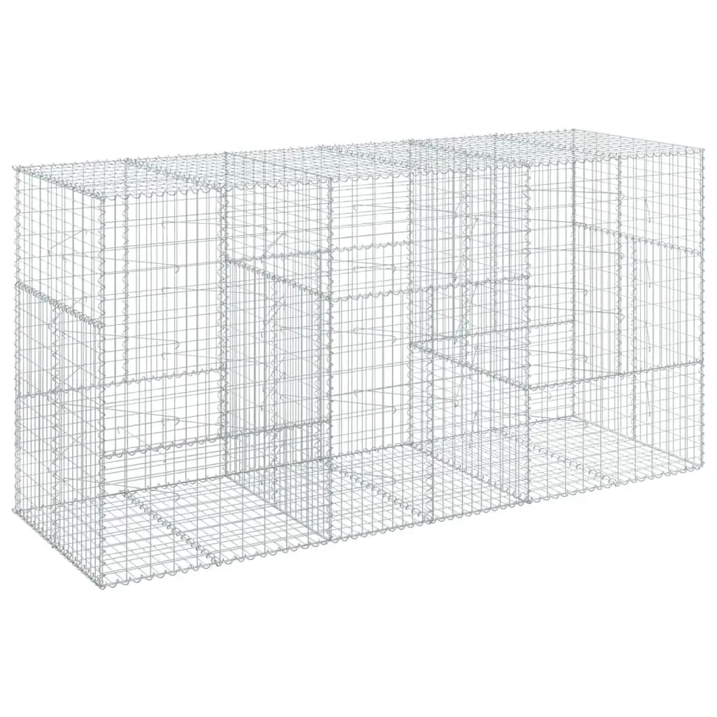 Gabion Basket with Cover 300x100x150 cm Galvanised Iron 3295215 - Home & Garden