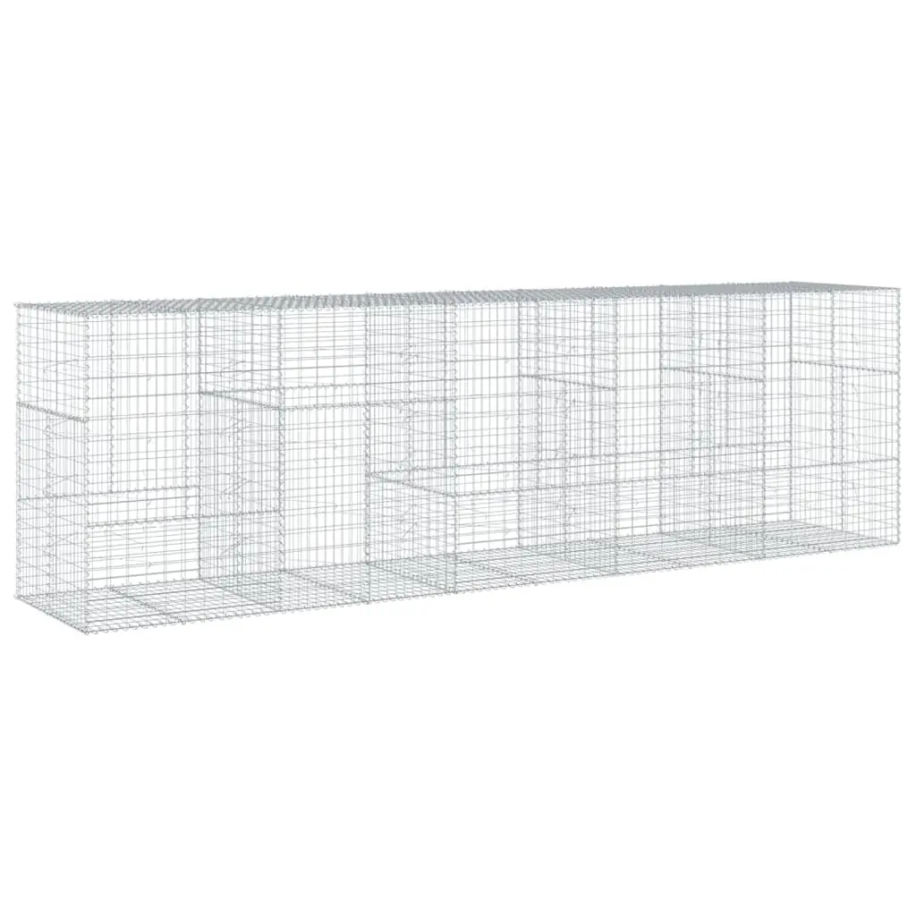 Gabion Basket with Cover 500x100x150 cm Galvanised Iron 3295217 - Home & Garden