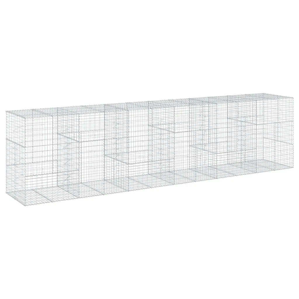 Gabion Basket with Cover 600x100x150 cm Galvanised Iron 3295218 - Home & Garden