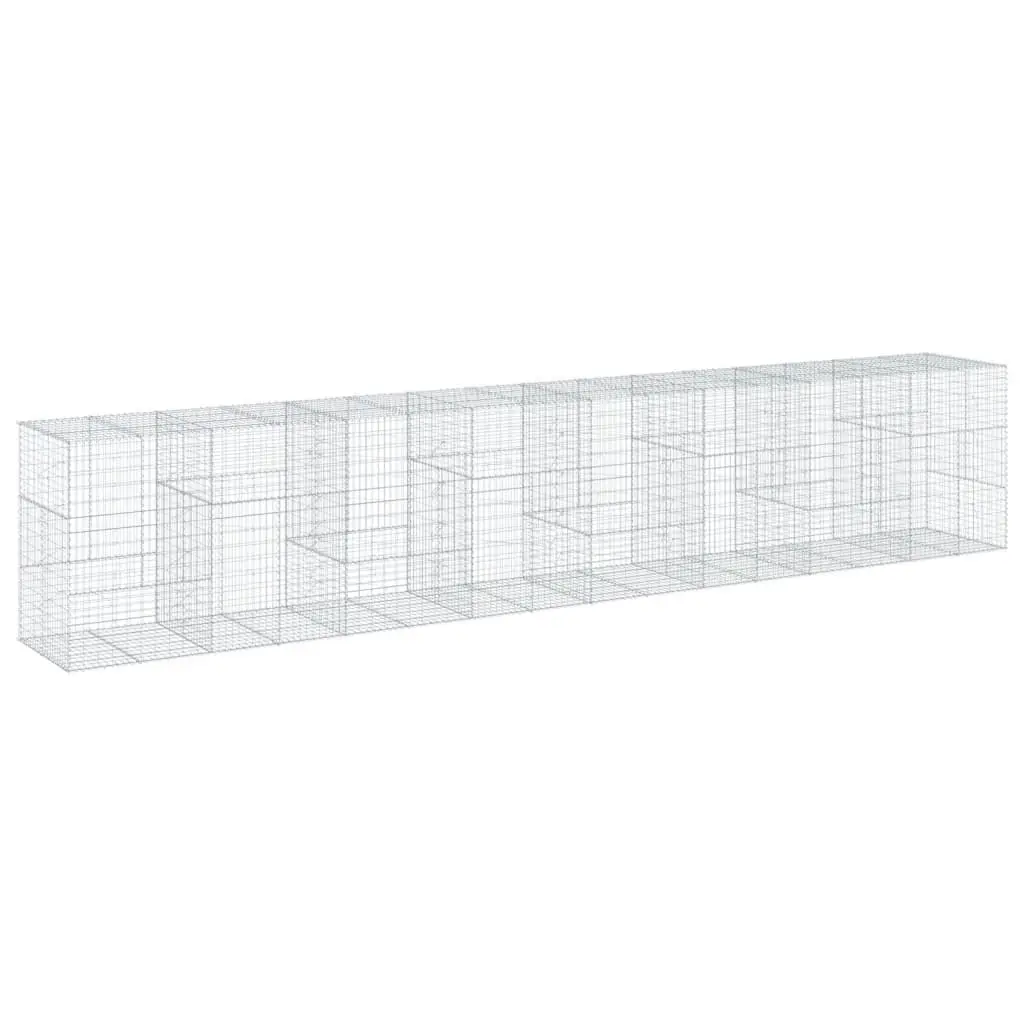 Gabion Basket with Cover 800x100x150 cm Galvanised Iron 3295220 - Home & Garden
