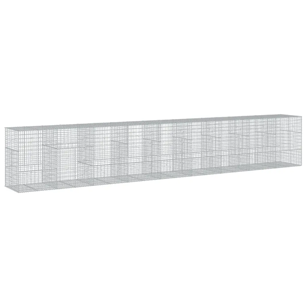 Gabion Basket with Cover 900x100x150 cm Galvanised Iron 3295221 - Home & Garden