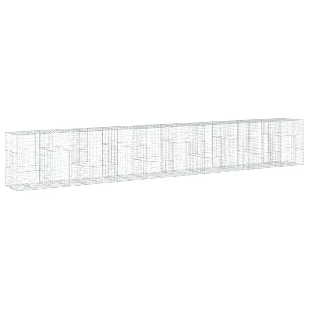 Gabion Basket with Cover 1000x100x150 cm Galvanised Iron 3295222 - Home & Garden