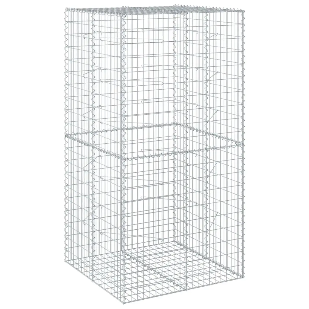Gabion Basket with Cover 100x100x200 cm Galvanised Iron 3295225 - Home & Garden